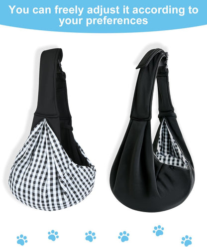 Dog Carrier Sling for Small Dogs & Cats Up to 12lbs, Puppy Sling with Adjustable Shoulder Strap, Pet Carrier with Pockets, Hands Free for Small Cats Puppy Outdoor