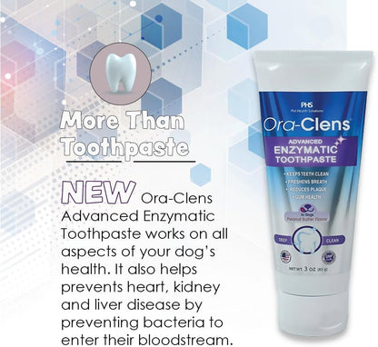 Advanced Enzymatic Toothpaste – Safe and Natural Dog Oral Care Toothpaste – Freshens Breath, Fights Plaque and Reduces Tartar – Tasty Peanut Butter Flavor – 3 Oz