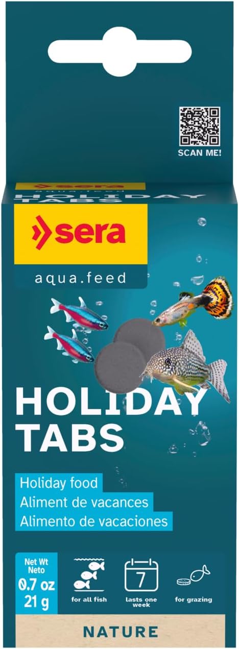 sera Holiday Tabs 10 pcs. | Vacation Fish Feeder for Aquariums | For ornamental fish | Slow-Dissolving Fish Food vacation Feeder | Provides up to 7 days of reliability |No water clouding & overfeeding