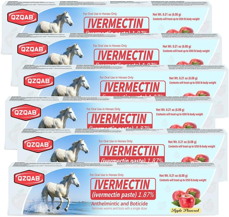 Ivermectin Horse Paste Dewormer , Horse Wormer Paste, Apple Flavor, 0.21 Ounces, 6 Pack