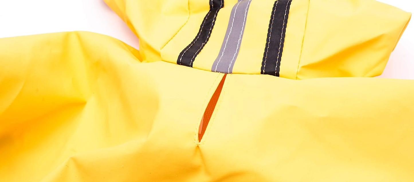 SPOT Rainy Days Slicker - Yellow Dog Rain Jacket With Hood, Reflective Strip for Safety, Leash Hole & Adjustable Velcro Belly Strap, 100% Polyester Water Resistant Pet Raincoat - Medium, 13in Long