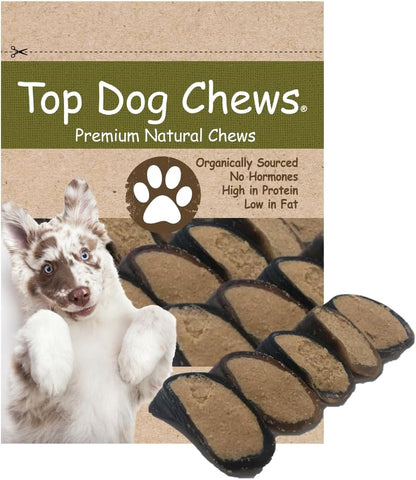 Top Dog Chews - 5 Pack of Peanut Butter Filled Cow Hooves Dog Treats. Long Lasting Natural Dog Chews, Great for Aggressive Chewers, (5 Pack, Peanut Butter)