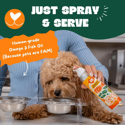 Omega 3 Fish Oil for Dogs and Cats (5 oz) - Icelandic Fish Oil Liquid Dog and Cat Supplement with EPA DHA for Skin, Coat, Joint & Health - Natural Pet Supplement - Aluminum Spray Bottle