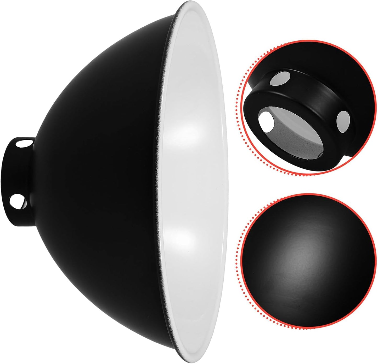 Reptile Lampshade Heat Lamp Protector Insulation Reflector 8.5-Inch Black Exterior White Interior for Reptile Box Heating Habitat Lighting