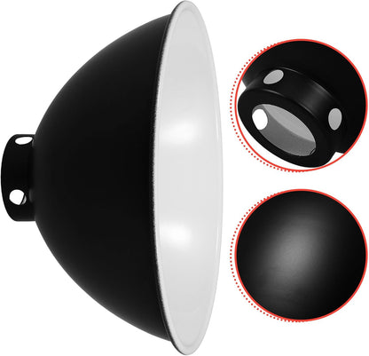 Reptile Lampshade Heat Lamp Protector Insulation Reflector 8.5-Inch Black Exterior White Interior for Reptile Box Heating Habitat Lighting