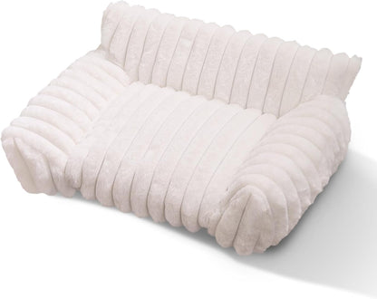 Indoor Pet Sofa Bed | Cat Sofa Bed, Soft Square Pet Bed, Indoor Non-Slip Cat Bed, Comfortable Plush, Suitable for Small to Medium Cats and Dogs (Khaki, L(29.52 * 21.65 * 9.84in))