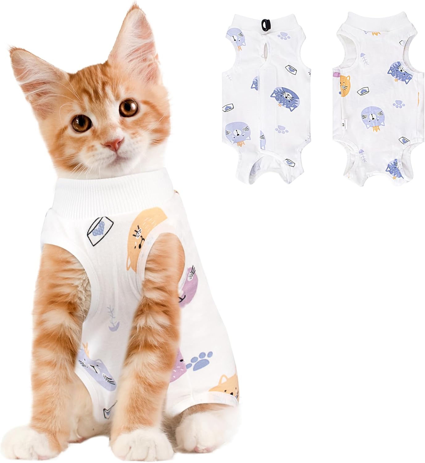 Coppthinktu Cat Recovery Suit Female, Breathable Cat Onesie After Surgery Female for Abdominal Wounds or Skin Diseases, Surgery Recovery Suit Kitten Onesie After Spay Wear Anti Licking