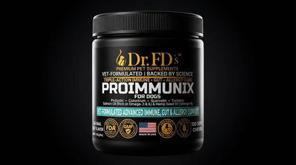 Dr. FD’s ProImmunix – Immune & Allergy Support for Dogs | Probiotic + Colostrum for Gut Health, Seasonal Itch & Skin Comfort | Natural Beef Flavor | 120 Soft Chews