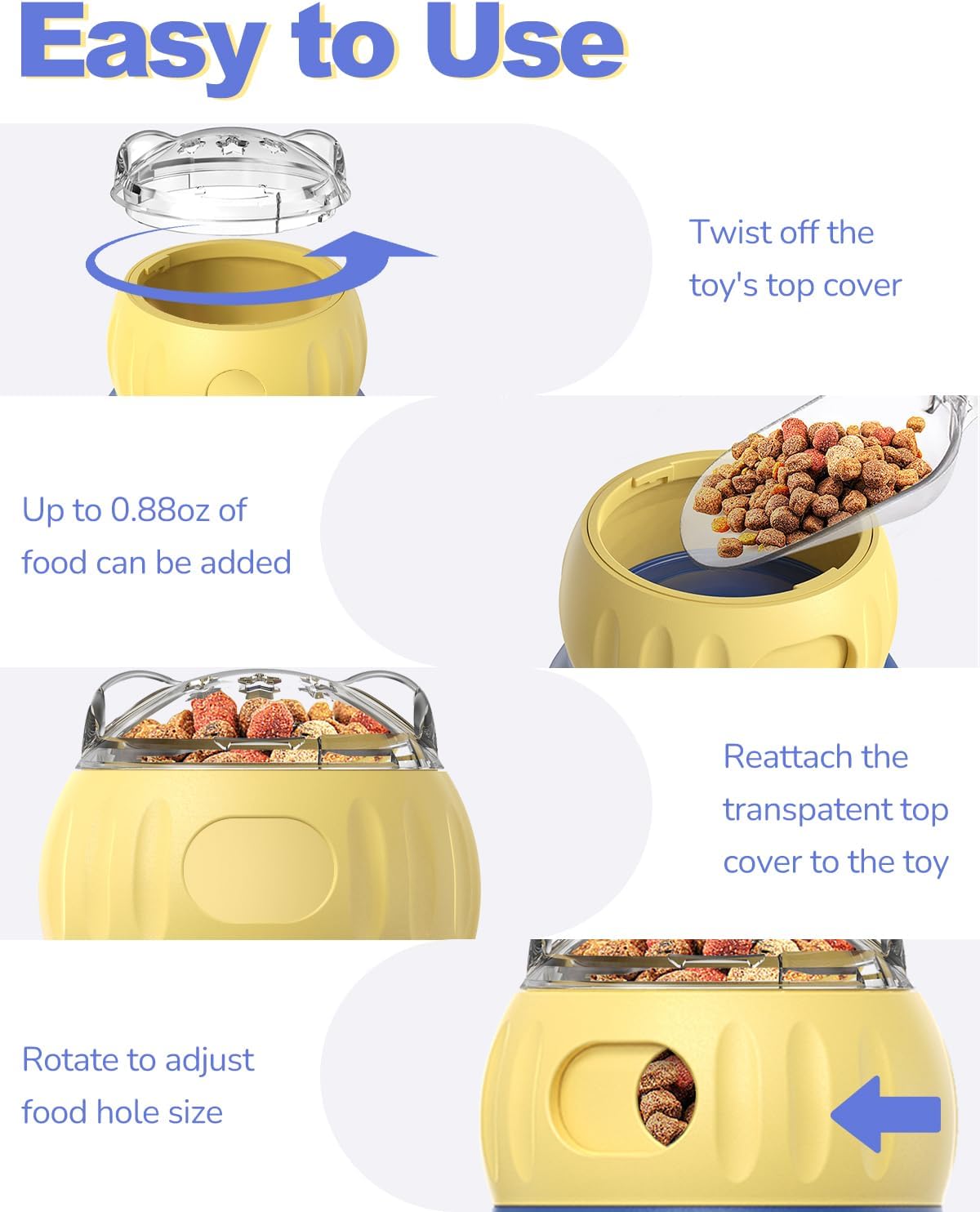 Cat Puzzle Feeder - Interactive Cat Toy & Dog Toys, Treat Dispenser for Indoor Cats, Small Dogs, Puppies | Slow Feeder to Keep Busy