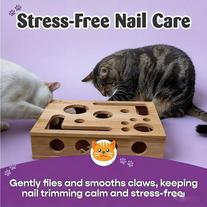 2026 New Cat Scratch Puzzle Enrichment Box: Nail File Stress Free Alternative to Clippers and Grinders, Cat Nail File Enrichment Box with Sandpaper Inside Bell Ball for Indoor (2pcs-B)