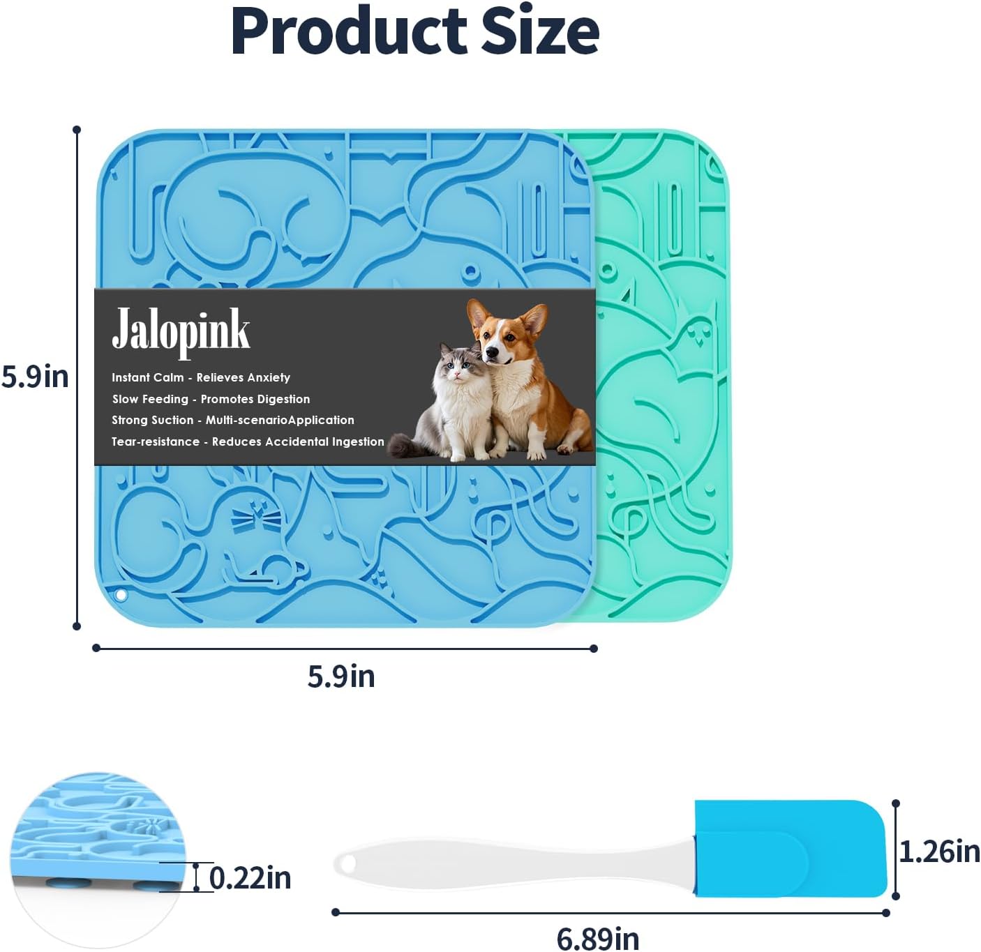 Lick Mat for Dogs & Cats,Dog Lick Mat with Suction Cups for Anxiety Relief, Slow Feeder Dog Licking mat, Puppy Lick mat for Bath Time, Grooming & Training (S & L)