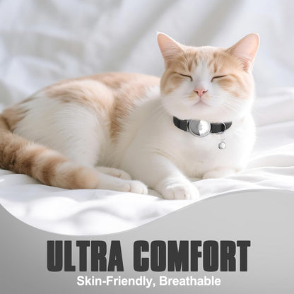 AirTag Cat Collar, Ultra Elastic Cat Tracker Collar, Airtag Holder Compatible with Apple Air Tag, [Lightweight & Scratch Resistant] Adjustable Stepless GPS Pet Collar for Cats Kittens, Black