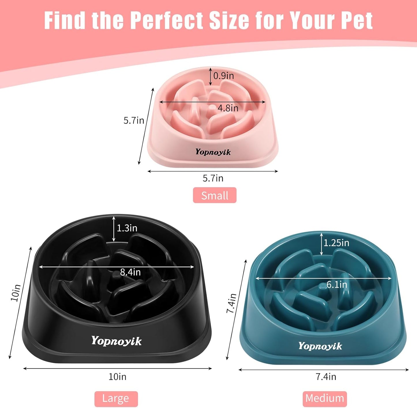 2 Pack Slow Feeder Dog Bowls for Healthy Eating, Non-Slip and Anti-Choking Design, Reduces Bloating & Overeating for Small Dogs, Easy to Clean