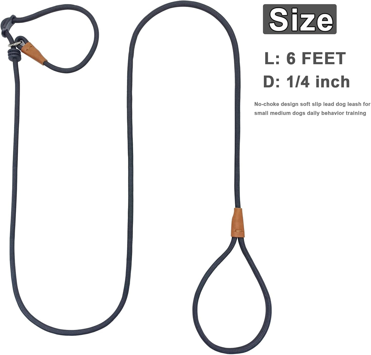 6ft Small Dog Training Leash, 1/4 inch (Black + Pink)