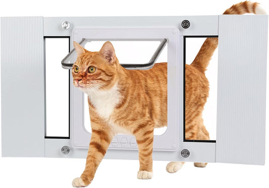 Full-Size Cat Door for Window Weatherproof,Fits 32"-36" Width Windows,Quick Install with No Damage,4 Locking Mechanisms,Magnetic Closure Cat Window Door,Aluminum Frame Pet Door for Window