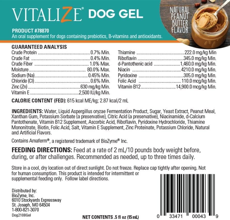 Vitalize Dog Gel - After Surgery Recovery & Probiotics Alternative Immune Support Booster Supplement for Dogs Digestive & Gut Health - Liquid Gel Paste (15 ml) (Pack of 2)