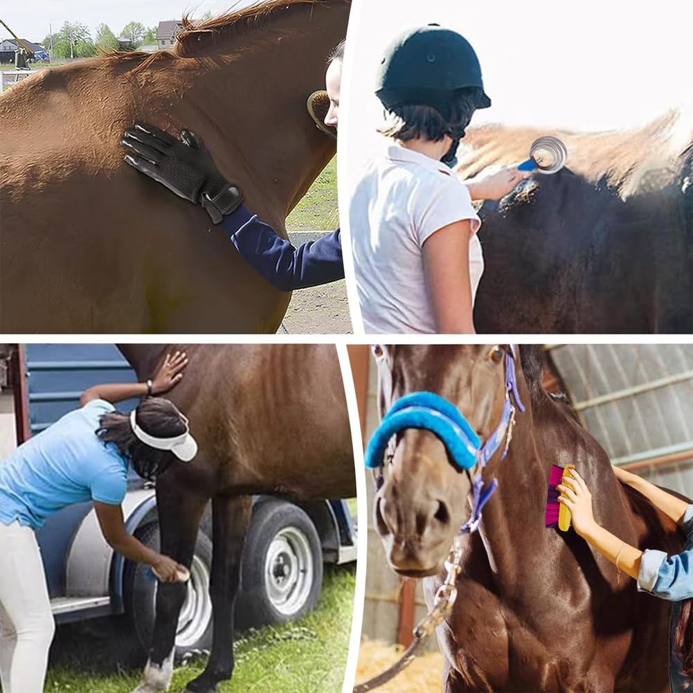 La La Pet® Grooming Kit with Bag - 11Pcs Brush Set for Horse Cleaning, Care and Tack Room Supplies