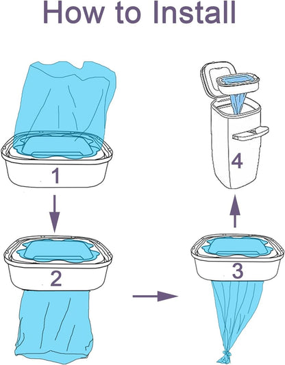 4 Pack Cat Litter Refill Bags Cartridges Compatible with Genie Cat Standard, Plus and XL Pails Odor Control