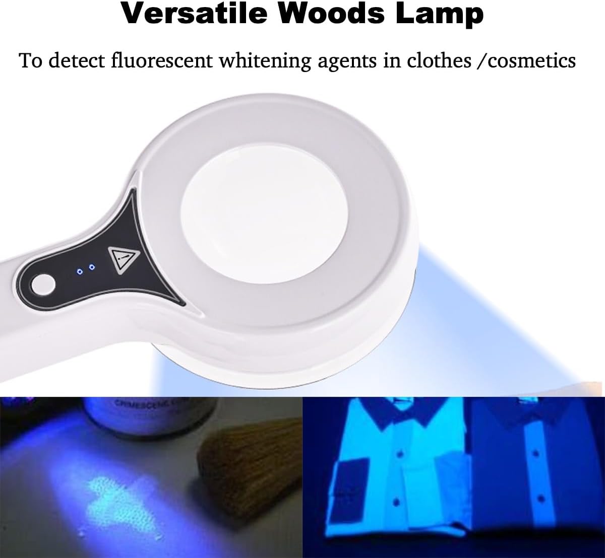 Portable Woods Lamp, Professional Woods Lamp Skin Analyzer, Rechargeable Pet Urine Detector, Built-in 3X Magnifying Mirror for Facial Skin Condition Test, w/Light Shield & Pouch