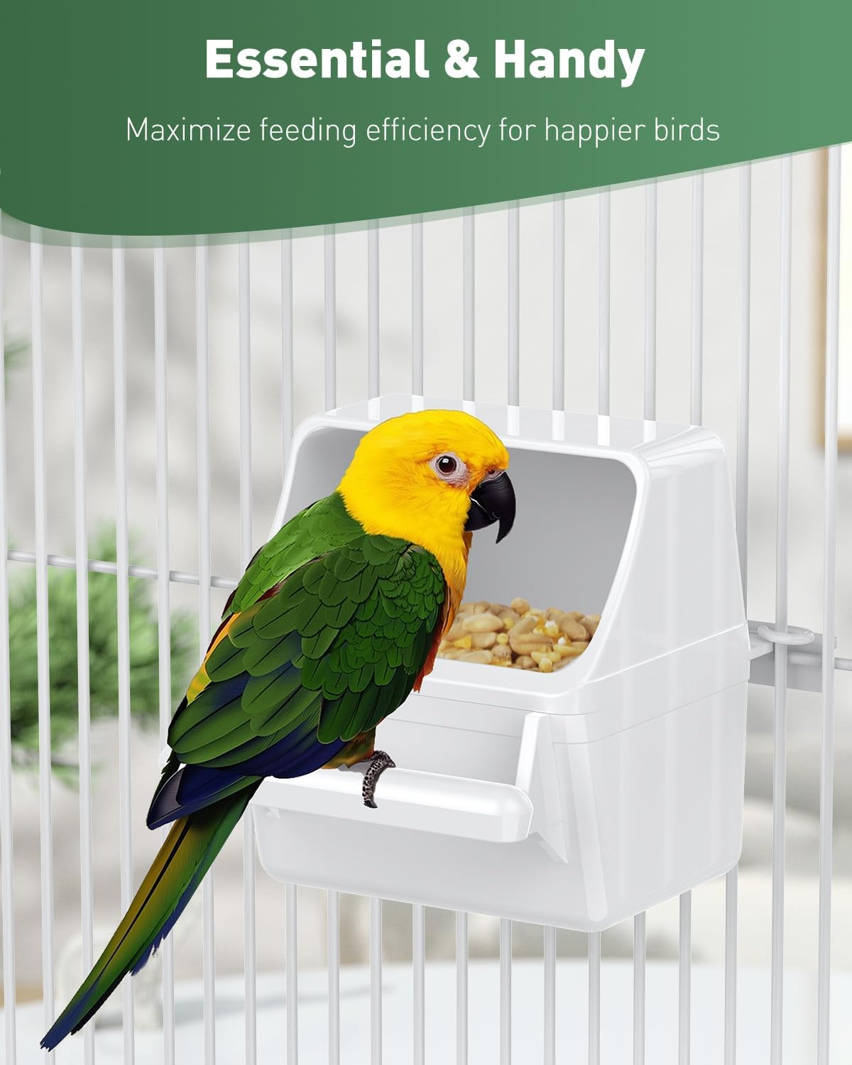 Pawfly 2 Pcs Bird Feeder, Hanging Plastic Water Dispenser with Hooks, Food Bowl for Small Parakeet Cockatiel Canary Parrot