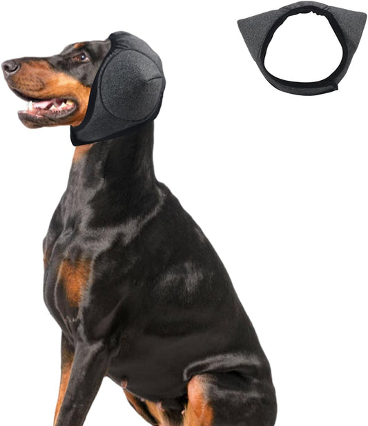 Adhiper Upgrade Dog Ear Muffs Wraps Noise Protection Quiet Ears, Elastic Waterproof Dog Ear Covers for Grooming, Bath, Drying, Swim & Anxiety Relief Reserved Ear Room Design (Gray/Small)