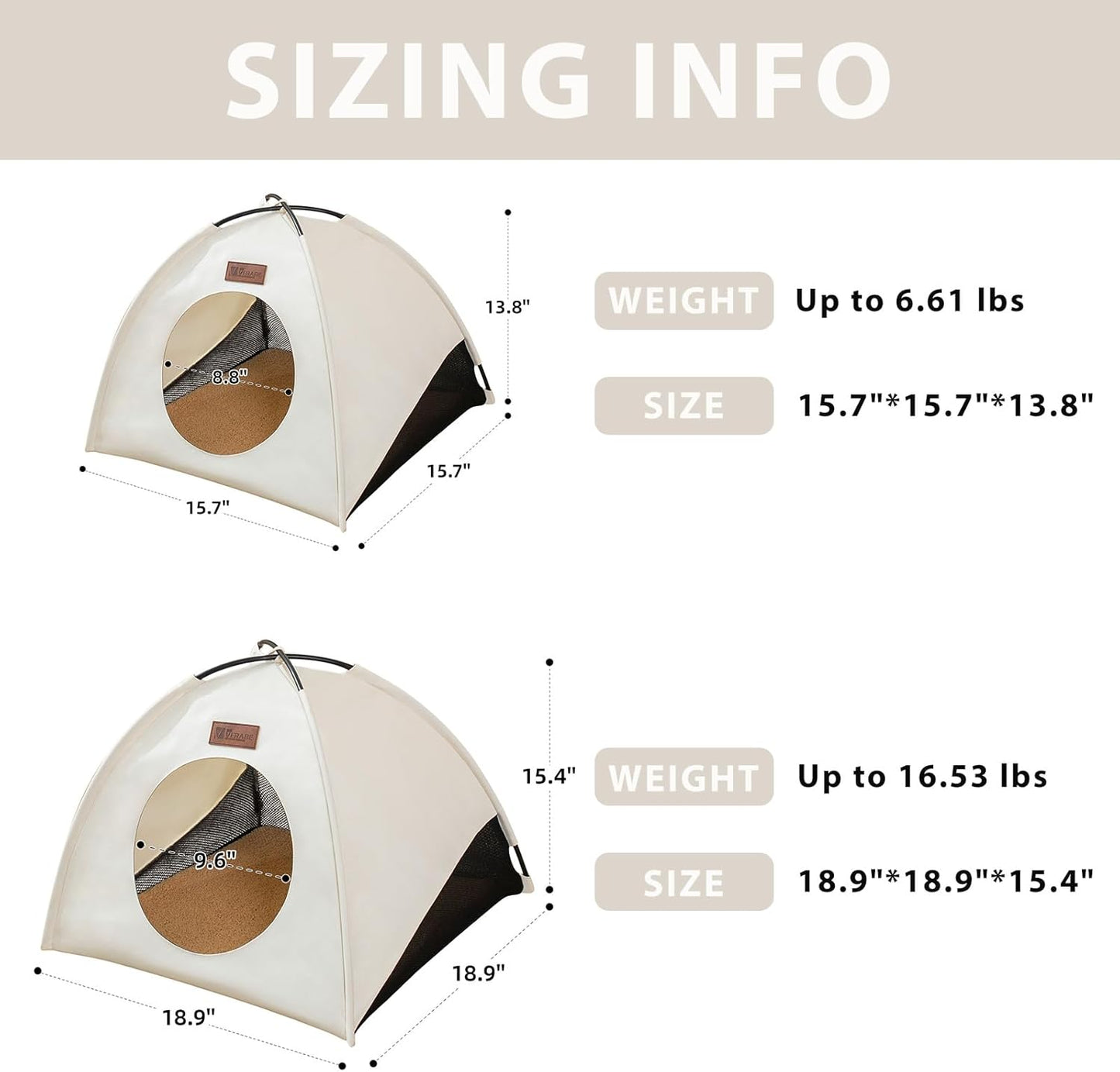 All-Season Cat Tent for Indoor/Outdoor, Assembly-Free Waterproof Cat House Bed with Removable Cushion, Cozy Cave for Cats & Small Dogs (Small, White)