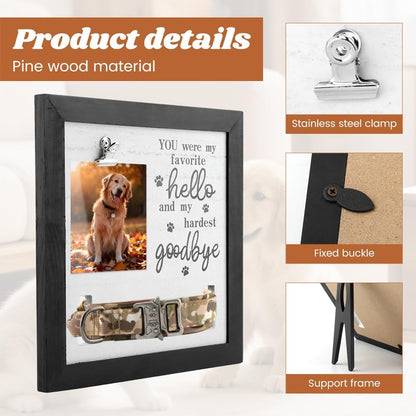 Pet Memorial Picture Frame with Collar Display Holder, Hair Collector Keychain, Remembrance Keepsake Frame for Dogs and Cats, Sympathy Gift for Pet Lovers