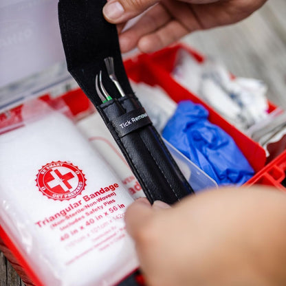 TickCheck Premium Tick Remover Kit - Stainless Steel Tick Remover + Tweezers, Leather Case, and Free Pocket Tick Identification Card (1)