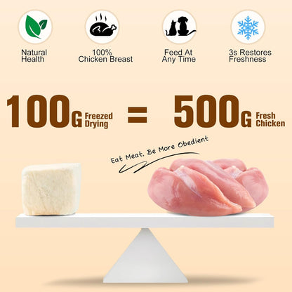 Freeze Dried Chicken for Cat & Dog Treats, Pet Training Dehydrated Snack for Dogs,Natural Single Ingredient High Protein Chickens Breast Snacks,Cat Jerky Chews for Dog