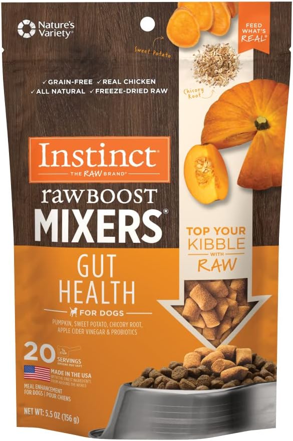 Instinct Raw Boost Mixers Gut Health Freeze-Dried Dog Food Topper, 5.5 oz. Bag