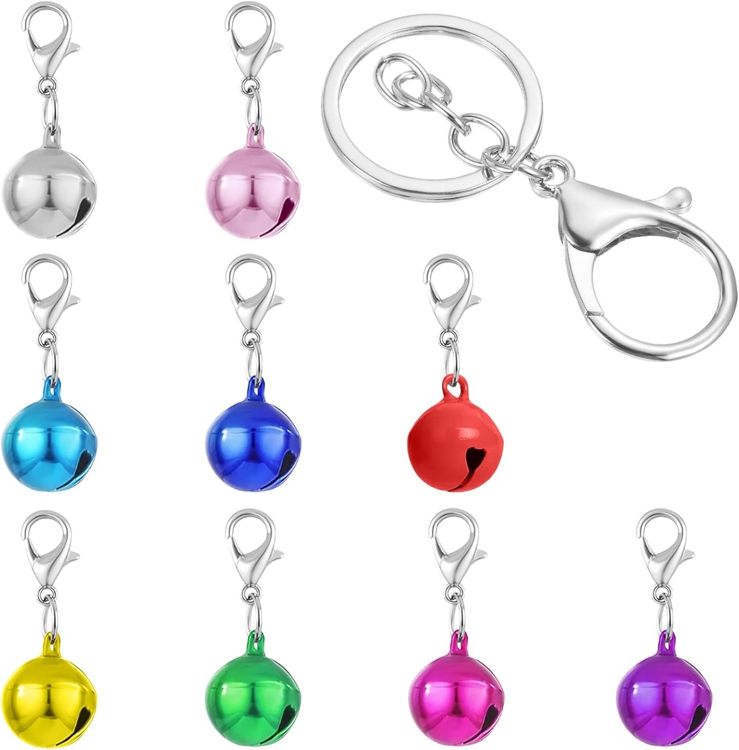 Cat Collar Bell Pet Bells for Cat Dog Collar, 9 Pack Small Dog Puppy Pet Bells for Collars with 1Pack Keychain