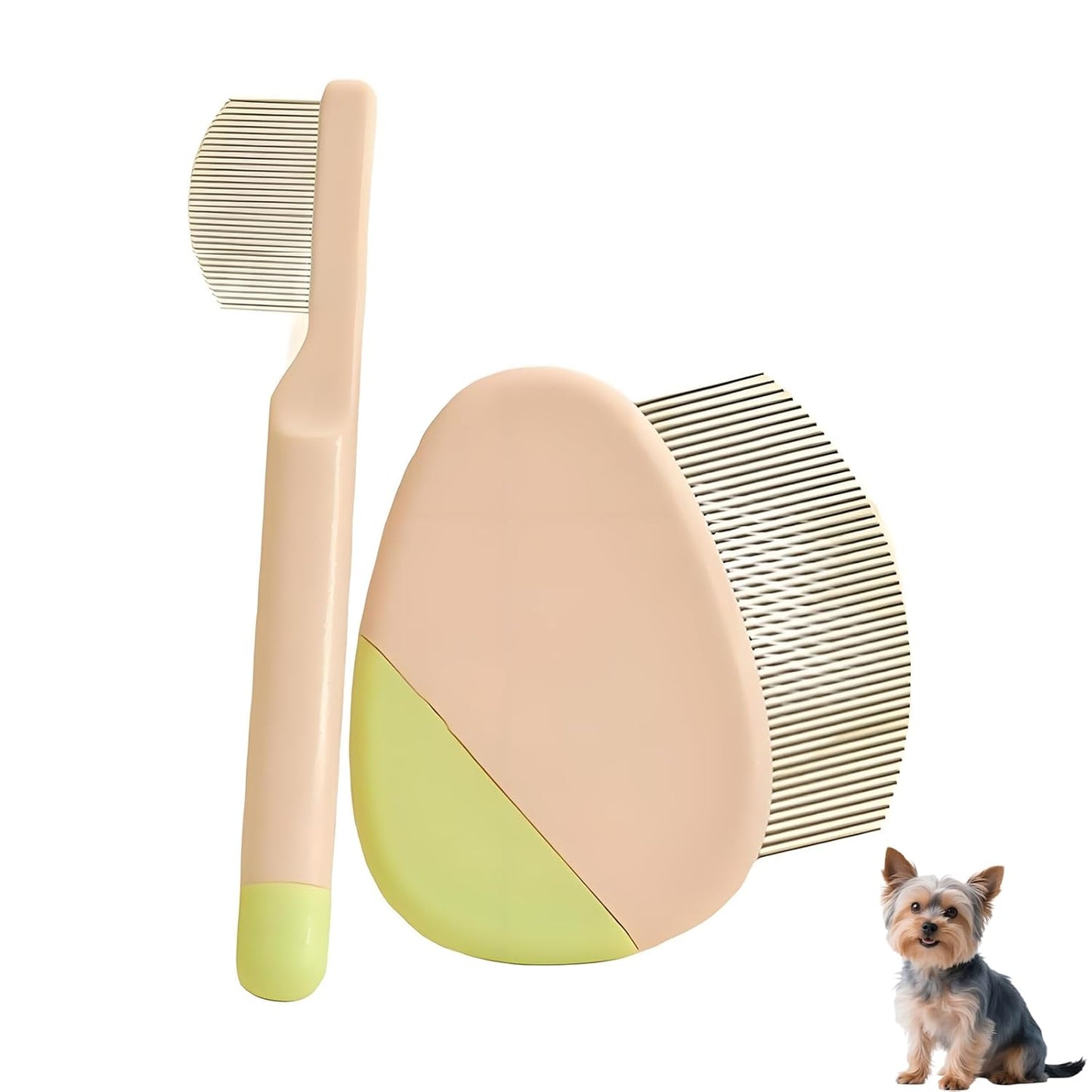 2 Pack Stainless Steel Dog Eye Comb - Small Design for Pet Facial & Paw Grooming, Round-Tip Arc Teeth, ABS Handle, Puppy Flea Brush, Fit Yorkie, Shih Tzu, Maltese Maltipoo Pomeranian