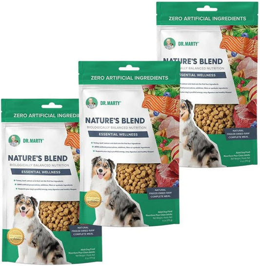 Dr Marty's Freeze-Dried Raw Dog Food - Premium High-Protein, Grain-Free Complete Nutrition - 16oz (3 Pack) - Vet-Formulated for All Breeds & Ages