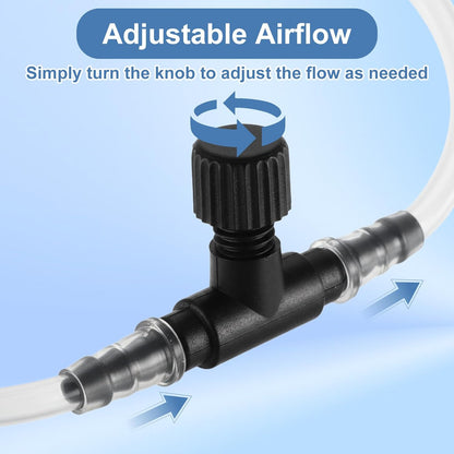 20 Pcs Aquarium Air Valves - T Shaped Plastic Aquarium Air Pump Control Valves - Single Way Control Valve for Fish Tank Accessories, 3/16" ID Tubing