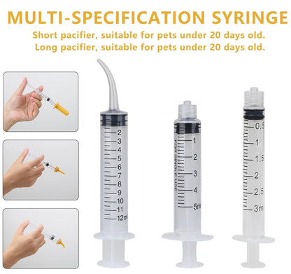 1pcs Kitten Bottle Feeding Kit,Kitten Supplies with 50ml Nursing Bottle, 3、5、10ml Feeding Syringe & Soft Nipples for Kittens, Pet Owners & Rescuers Caring for Orphaned
