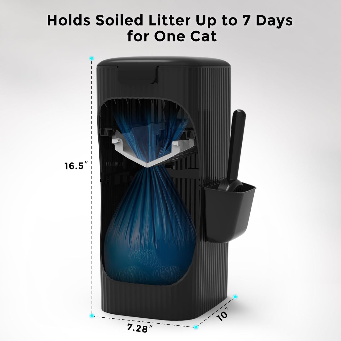 Cat Litter Disposal System for Odor Control, Hands-Free Patent Structure Litter Trash Can, 2 Refill Cartridge Dual-Color Bags Last Up to 36 Weeks(Over 8 Months)
