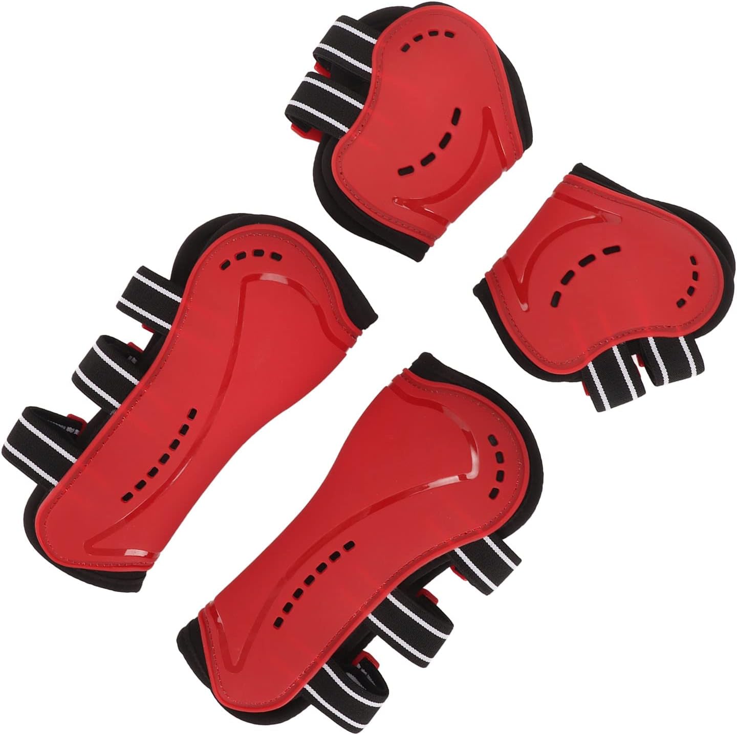 Fetlock Horse Boots, Lightweight Breathable Horse Hind Leg Boots, Jacquard Elastic Band with Anti Slip Technology, Wearproof Fetlock Boots for Show Jumping and Training, Red