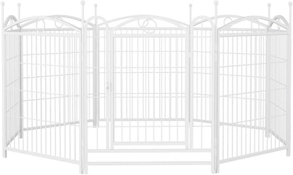 Heavy Duty Dog Playpen Iron White Rust-Resistant Stable Foldable Indoor Outdoor Pet Exercise Pen with Doors