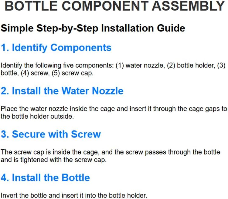 Automatic Hanging Bird Water Bottle - No Drip Cage Mounted Waters Feeder for Parakeets, Cockatiels, Budgies, Lovebirds, Finches, Canaries, Parrots (Bird Cage Accessories Travel Essential)