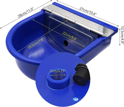 MINYULUA Automatic Waterer Bowl Large Horse Waterer with Float Valve and Drain Plug Automatic Water Feeder Dispenser Bowl for Sheep Dog Horse Cow Pig Plastic (Dark Blue)
