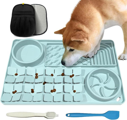 Lick Mat for Dogs Mint Green and Pet Hair Removal Glove