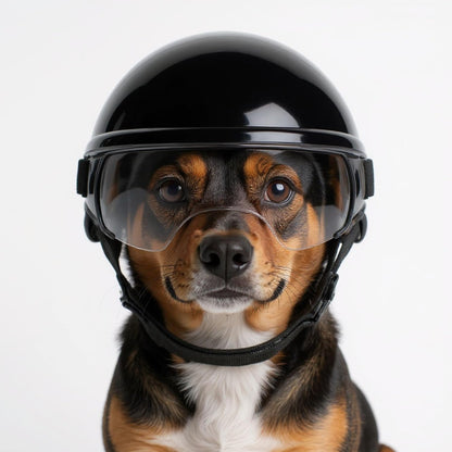 2 PCS Dog Helmet and Goggles Set, S Size Pet Motorcycle Helmet with Silver Lens Sunglasses, Lightweight Protective Gear for Small Dogs, Head Circumference 14.6 in