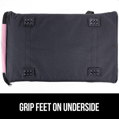 GORILLA GRIP Cat Carrier Travel Bag Up to 15 Lbs, Soft Collapsible Small Dog Carriers, Top and Side Entry Breathable Mesh, Grip Feet on Underside, Cozy Washable Waterproof Pad, Portable Kennel, Pink