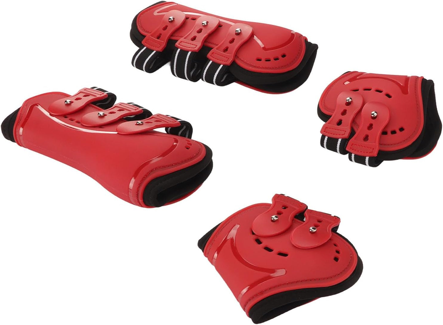 Fetlock Horse Boots, Lightweight Breathable Horse Hind Leg Boots, Jacquard Elastic Band with Anti Slip Technology, Wearproof Fetlock Boots for Show Jumping and Training, Red
