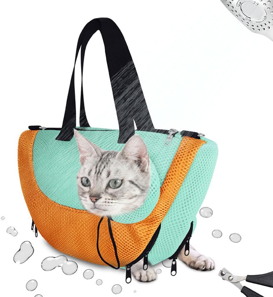 Adjustable Cat Bathing Bag Anti-Bite & Anti-Scratch Bath Washing Mesh Grooming Bag Shoulder Pet Carrier Hands-Free Bag for Small Cats