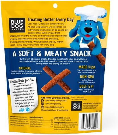 Blue Dog Bakery Protein Jerky Meat Sticks, Made w/USA Beef #1 Ingredient, Healthy Dog Treats, All Natural, 6 oz (Pack of 2)