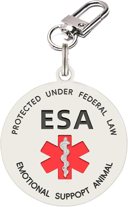Emotional Support Animal Tag, ESA ID Tag Easily Attach to Vest, Collar, Harness (Large)
