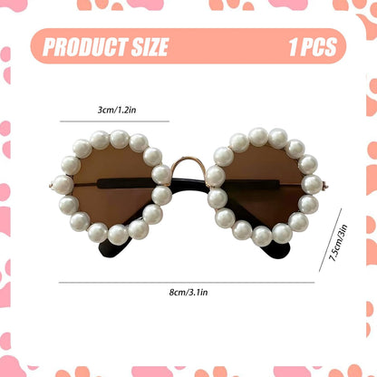 Cute Pearl Cat Sunglasses, Pet Sunglasses for Small Medium Dog/Cat, Holiday Party Pet Costume Accessories, Pet Doll Glasses Costumes, Cats Glasses Dog Sunglasses for Photography Party Wear