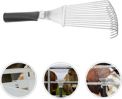 Sheep Wool Rake Brush Deshedding Tool for Farm Animal Grooming 32Cm Compact Black and White Cow and Horse Hair Scratching Comb for Livestock Coat Care