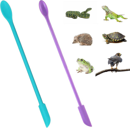 2Pcs Reptile Spoon, Crested Gecko Food Mixing Spoon Long Handle Feeding Tool Crested Gecko Accessories fit Lizard Gargoyle Bearded Dragon